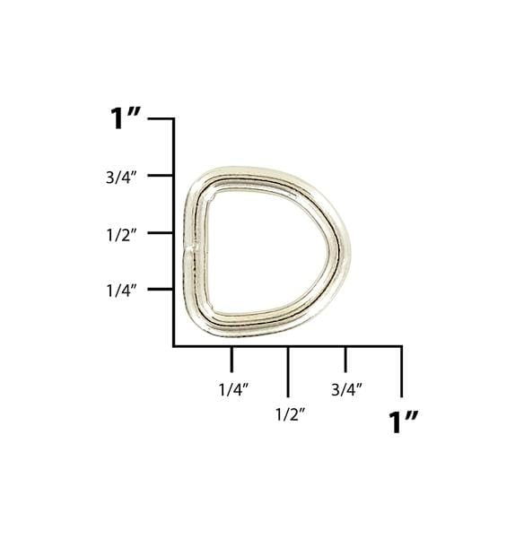 Ohio Travel Bag Rings & Slides 1/2" Nickel, Welded D Ring, Steel, #P-2425 P-2425