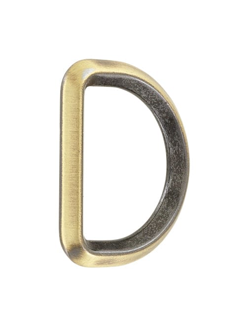 Ohio Travel Bag Rings & Slides 1 3/16" Antique Brass, Solid Beveled D Ring, Zinc Alloy, #P-2886-ANTB P-2886-ANTB