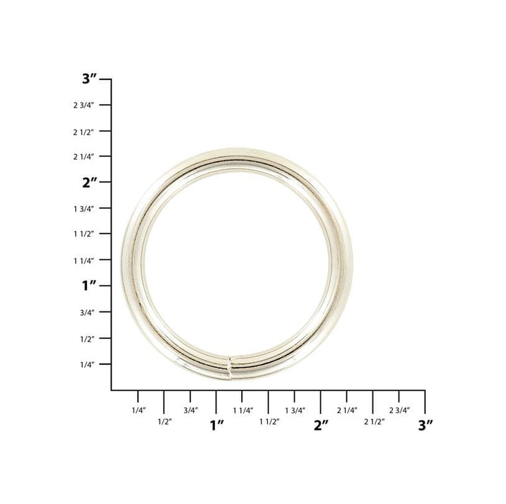 Ohio Travel Bag Rings & Slides 1 3/4" Nickel, Welded Round Ring, Steel, #P-2237 P-2237