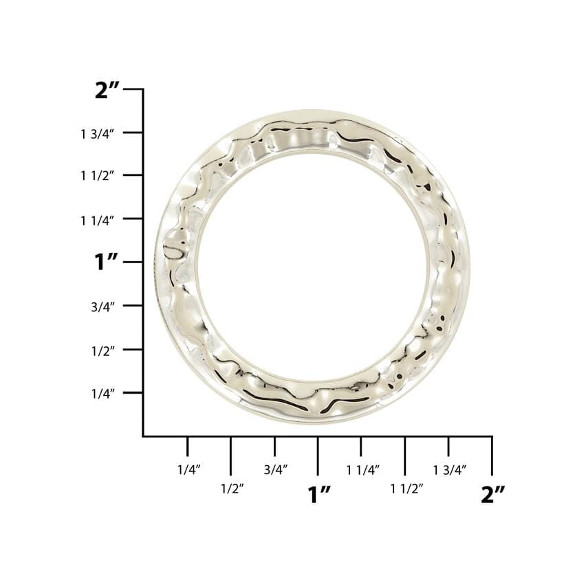 Ohio Travel Bag Rings & Slides 1 3/8" Nickel, Solid Textured Round Ring, Zinc Alloy, #P-2654-NIC P-2654-NIC