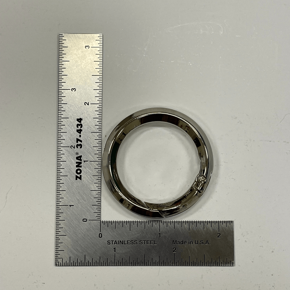 Ohio Travel Bag Rings & Slides 1 3/8" Nickel, Spring Gate Beveled Ring, Zinc Alloy, #P-2882-NIC P-2882-NIC