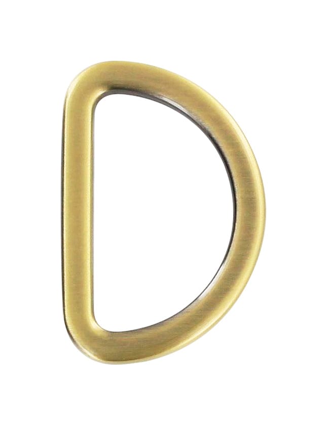 Ohio Travel Bag Rings & Slides 1" Antique Brass, Flat Cast D Ring, Zinc Alloy-PK5, #P-2561-ANTB P-2561-ANTB