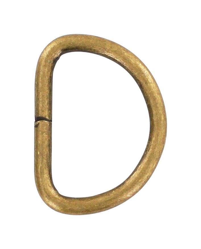 Ohio Travel Bag Rings & Slides 1" Antique Brass, Split D-Ring Heavy, Steel, #D-110-ANTB D-110-ANTB