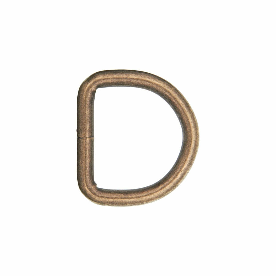 Ohio Travel Bag Rings & Slides 1" Antique Brass, Welded D Ring, Steel, #P-2139-ANTB P-2139-ANTB