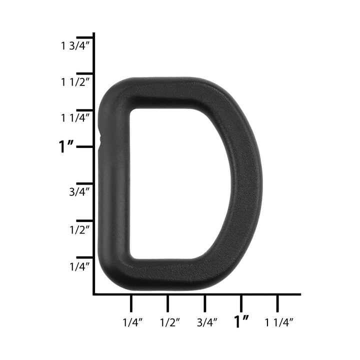 Ohio Travel Bag Rings & Slides 1" Black, Solid D Ring, Plastic, #DR-1 DR-1