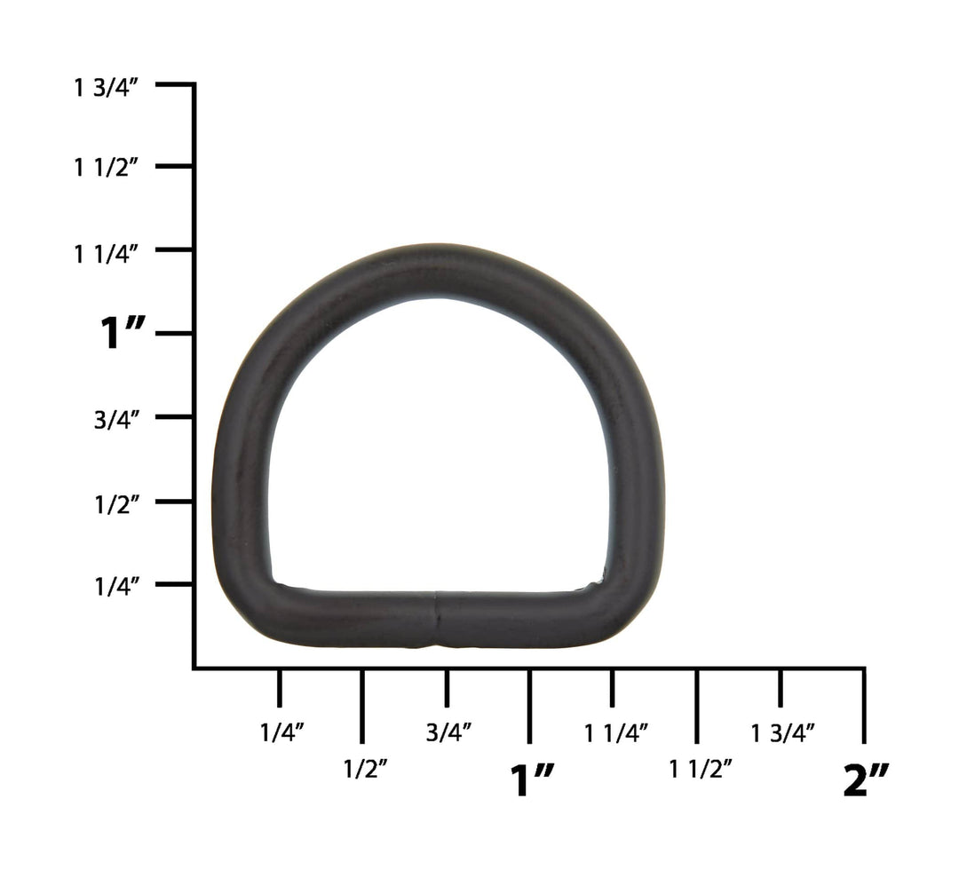 Ohio Travel Bag Rings & Slides 1" Black, Welded D Ring, Steel, #P-2139-BLK P-2139-BLK