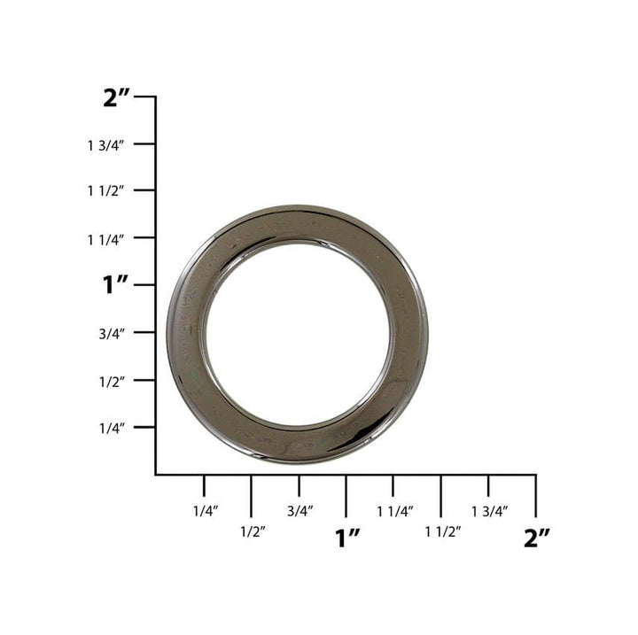 Ohio Travel Bag Rings & Slides 1" Gunmetal, Flat Round Ring, Steel, #P-3164-GUNM P-3164-GUNM
