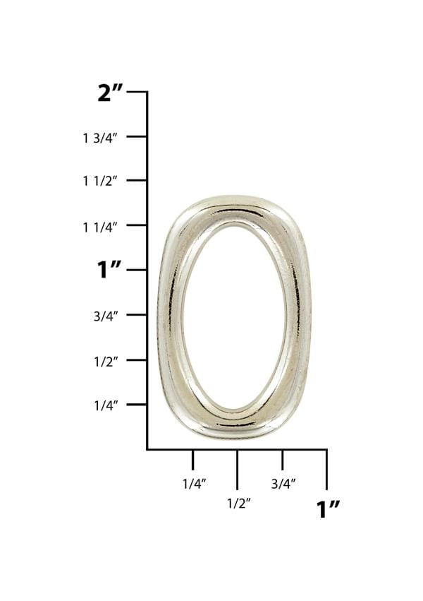 Ohio Travel Bag Rings & Slides 1" Nickel, Oval Ring, Zinc Alloy, #P-2987-NIC P-2987-NIC