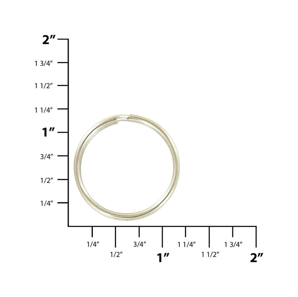 Ohio Travel Bag Rings & Slides 1"  Nickel, Split Key Ring, Steel, #L-199-1N L-199-1N