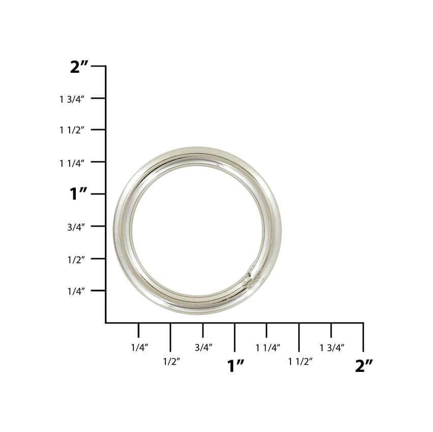 Ohio Travel Bag Rings & Slides 1" Nickel, Welded Round Ring, Stainless Steel, #P-2669 P-2669