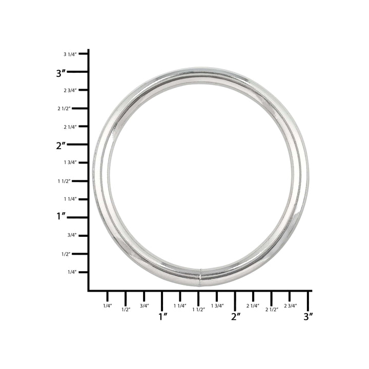 Ohio Travel Bag Rings & Slides 2 1/2" Nickel, Welded Round Ring, Steel, #P-2366 P-2366