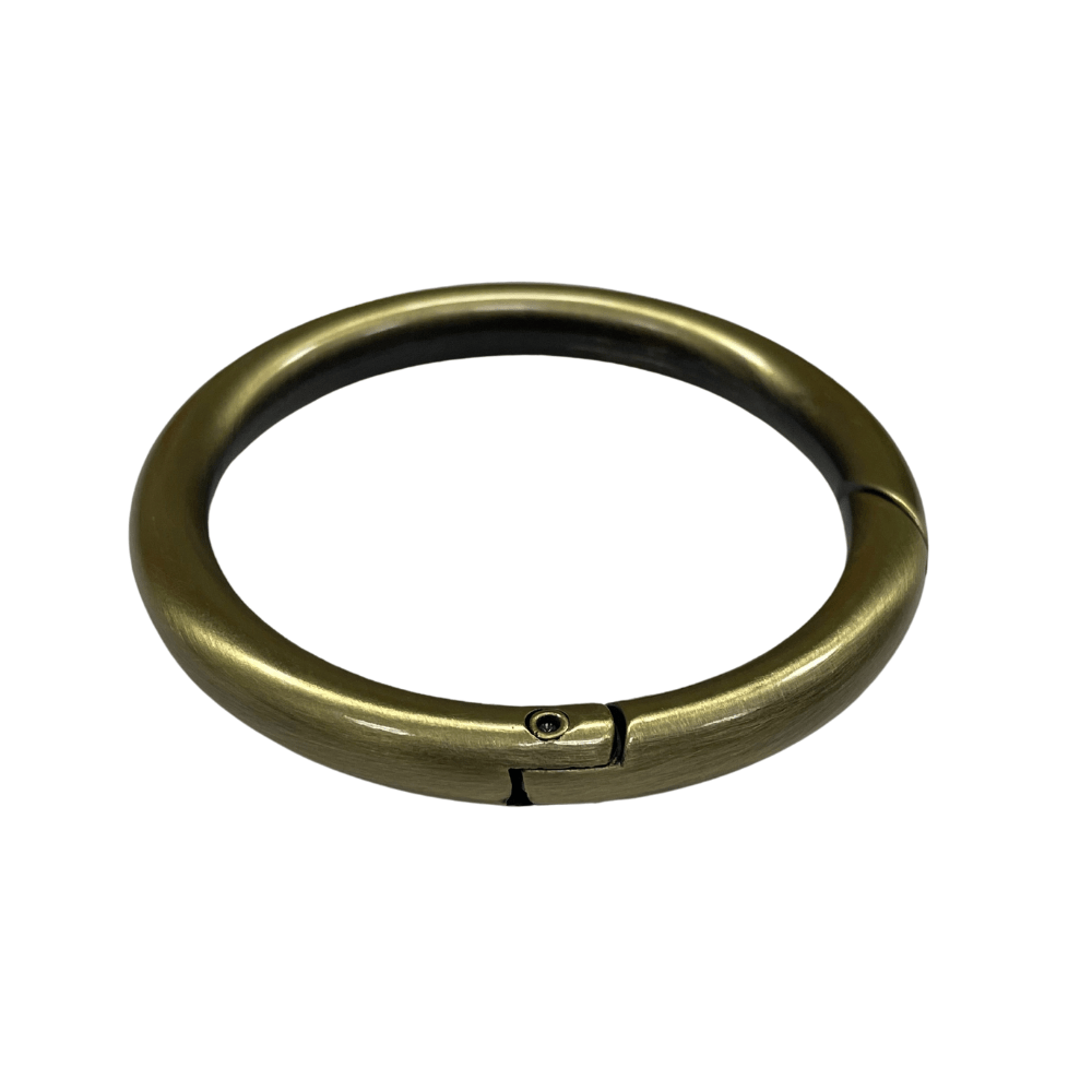 Ohio Travel Bag Rings & Slides 2 1/4" Antique Brass, Spring Gate Round Ring, Zinc Alloy, #P-2821-ANTB P-2821-ANTB