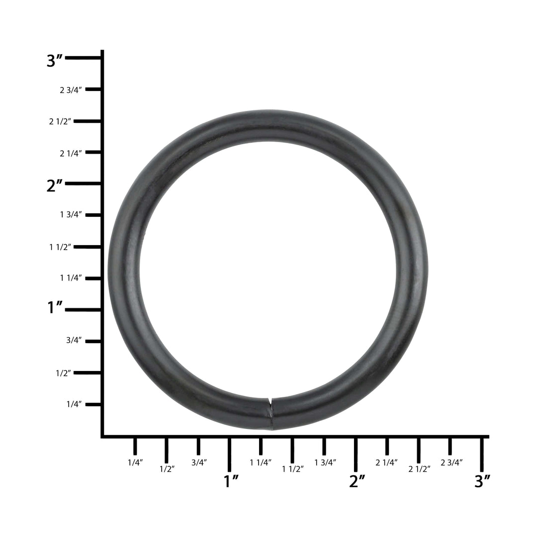 Ohio Travel Bag Rings & Slides 2" Black, Welded Round Ring, Steel, #P-2681 P-2681