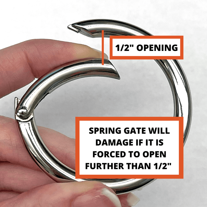 Ohio Travel Bag Rings & Slides 2" Nickel, Spring Gate Round Ring, Zinc Alloy, #P-2732-NIC P-2732-NIC