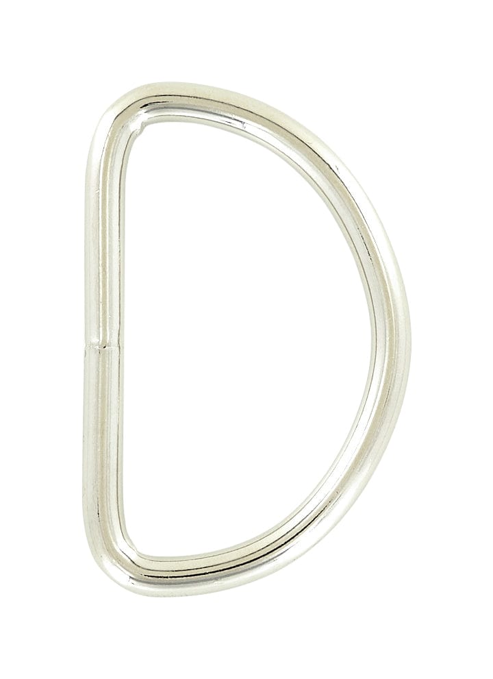 Ohio Travel Bag Rings & Slides 2" Shiny Nickel, Welded D Ring, Steel, #P-2072-NP P-2072-NP