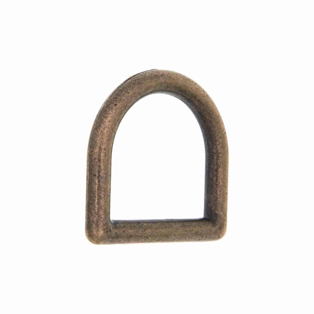 Ohio Travel Bag Rings & Slides 3/4" Antique Brass, Cast D-Ring, Zinc Alloy, #D-303-ANTB D-303-ANTB