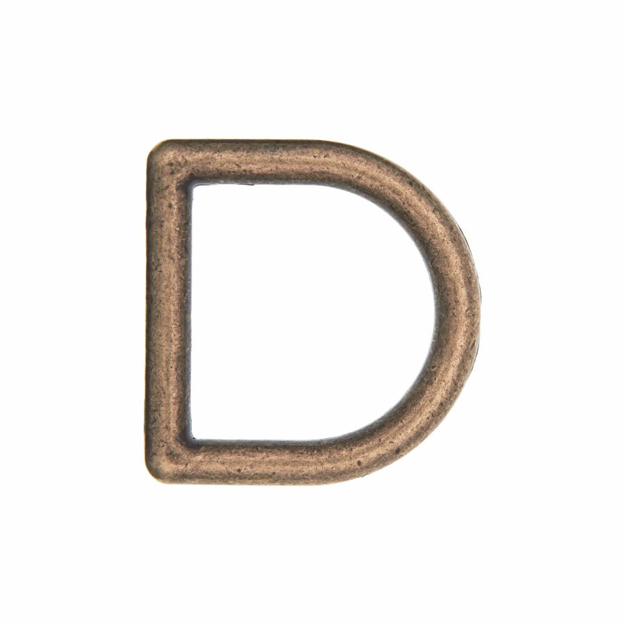 Ohio Travel Bag Rings & Slides 3/4" Antique Brass, Cast D-Ring, Zinc Alloy, #D-303-ANTB D-303-ANTB