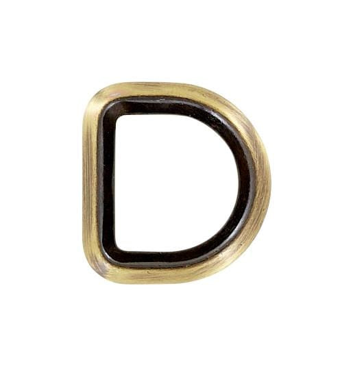Ohio Travel Bag Rings & Slides 3/4" Antique Brass, Solid Beveled D Ring, Zinc Alloy, #P-2884-ANTB P-2884-ANTB
