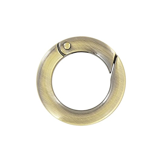 Ohio Travel Bag Rings & Slides 3/4" Antique Brass, Spring Gate Round Ring, Zinc Alloy, #P-2733-ANTB P-2733-ANTB