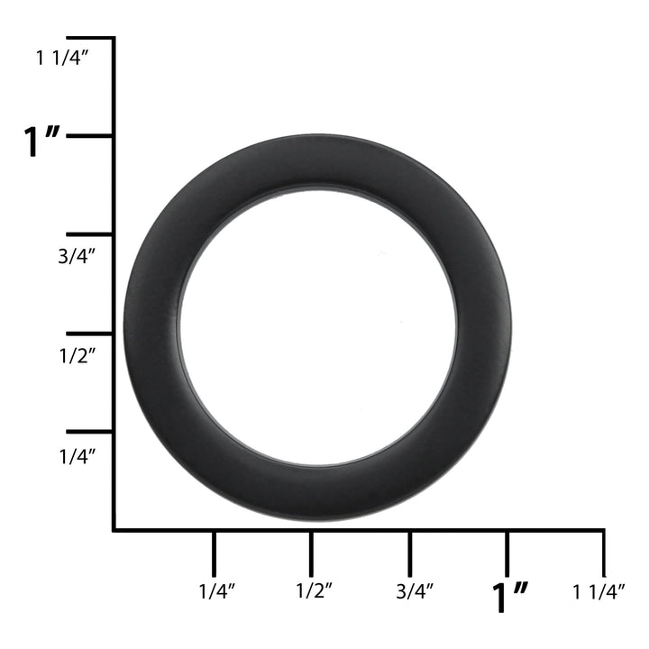 Ohio Travel Bag Rings & Slides 3/4" Black, Cast Flat Round Ring, Zinc Alloy, #P-2553-BLK P-2553-BLK