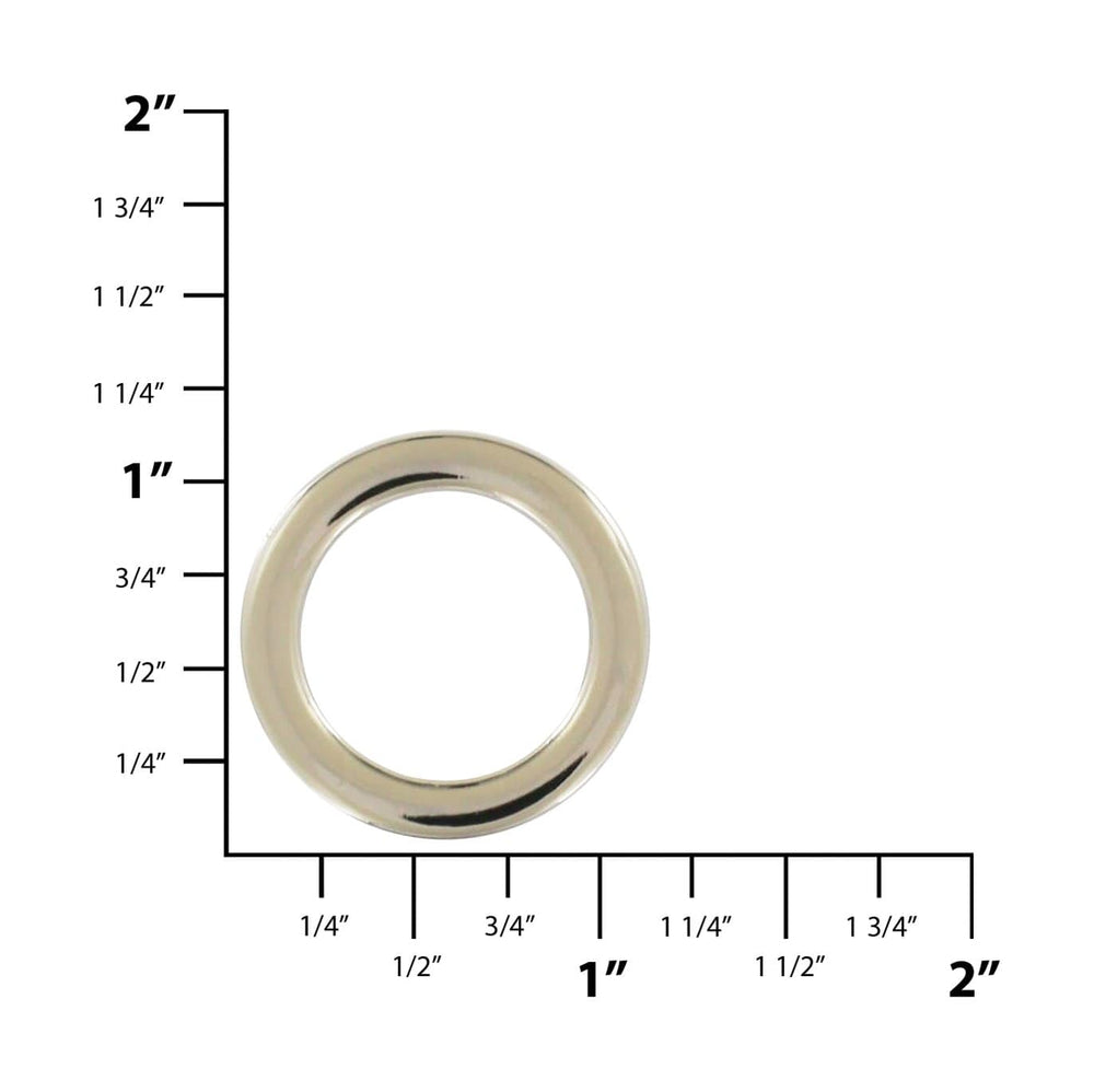 Ohio Travel Bag Rings & Slides 3/4" Nickel, Cast Flat Round Ring, Zinc Alloy, #P-2553-NIC P-2553-NIC