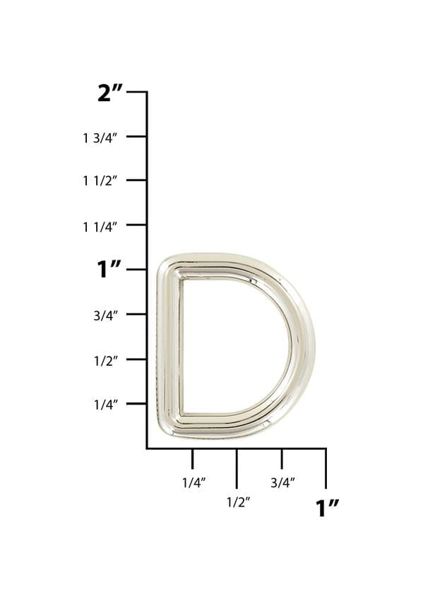 Ohio Travel Bag Rings & Slides 3/4" Nickel, Solid D Ring, Zinc Alloy, #P-3151-NIC P-3151-NIC