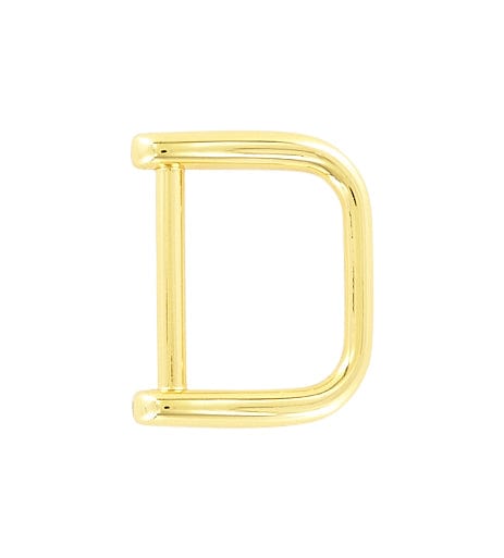 Ohio Travel Bag Rings & Slides 3/4" Shiny Gold, Solid D Ring, Zinc Alloy-PK5, #P-2638-GOLD P-2638-GOLD