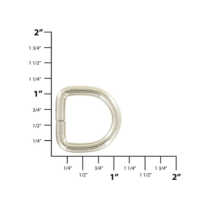 Ohio Travel Bag Rings & Slides 3/4" Shiny Nickel, Split D Ring, Steel, #P-2930-NIC P-2930-NIC