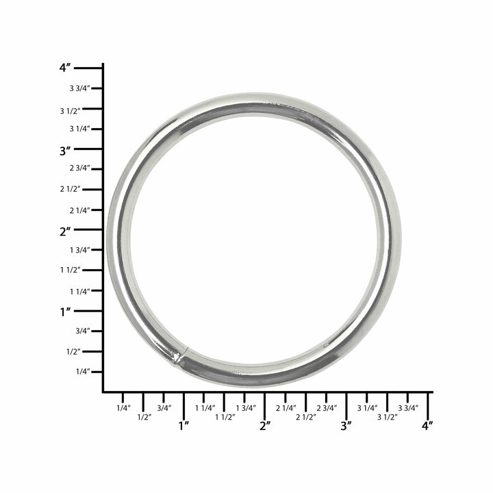 Ohio Travel Bag Rings & Slides 3" Nickel, Welded Round Ring, Steel, #P-2367 P-2367