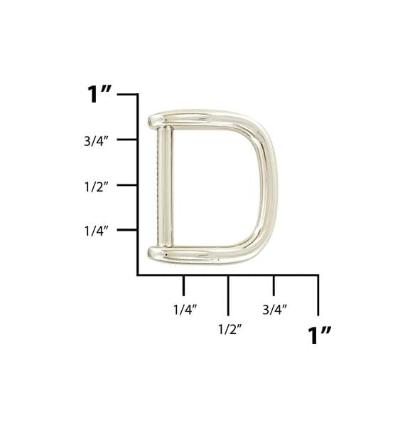 Ohio Travel Bag Rings & Slides 5/8" Nickel, Solid D Ring, Zinc Alloy, #P-2639-NIC P-2639-NIC