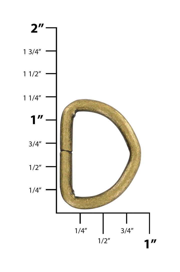 Ohio Travel Bag Rings & Slides 7/8" Antique Brass, Split D-Ring, Steel, #D-106-ANTB D-106-ANTB