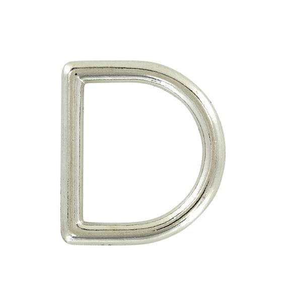 Ohio Travel Bag Rings & Slides 7/8" Shiny Nickel, Cast D-Ring, Zinc Alloy, #D-304-NP D-304-NP
