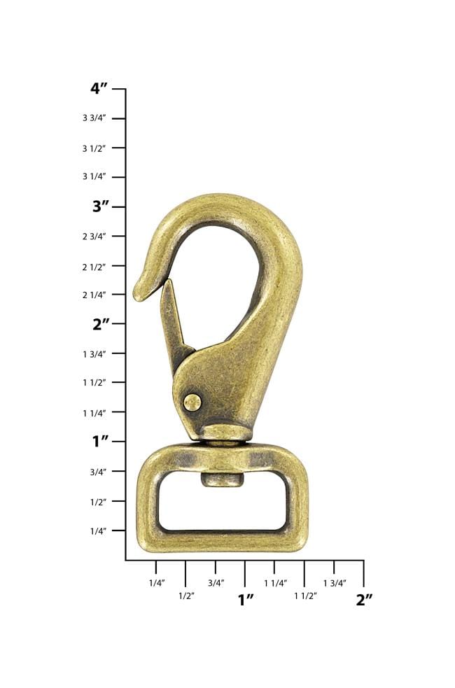 Ohio Travel Bag Swivel Snaps 1" Antique Brass, Lever Swivel Snap Hook, Zinc Alloy, #P-2900-ANTB P-2900-ANTB