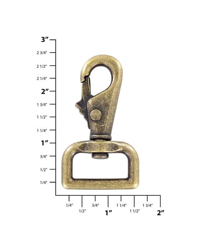 1 Antique Brass, Lever Swivel Snap Hook, Zinc Alloy - PK4, #P-2070-ANTB