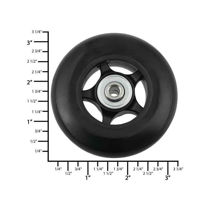Ohio Travel Bag Wheels & Feet 78mm Black, Ball Bearing Wheel, Plastic, #L-3624 L-3624