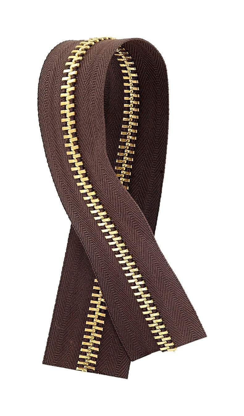 Ohio Travel Bag Zippers #10 Brown with Brass, YKK Zipper Chain, Zinc Alloy, #10M-BRO-B 10M-BRO-B