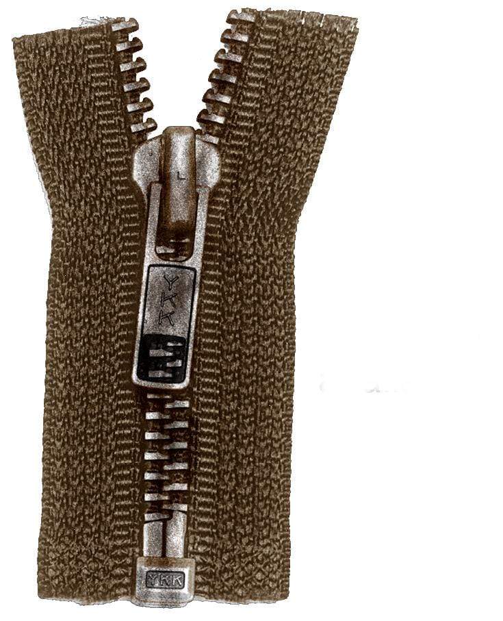 Ohio Travel Bag Zippers 24" Brown with Antique Brass, Bomber Jacket Zipper, #5 Metal, #6BJ-24-BRO-ANT 6BJ-24-BRO-ANT