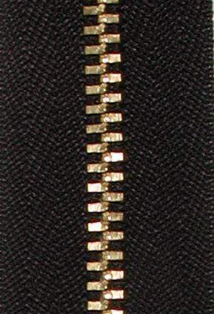 Ohio Travel Bag Zippers #4 Black wth Brass, YKK Zipper Chain, Zinc Alloy, #4M-BLK 4M-BLK