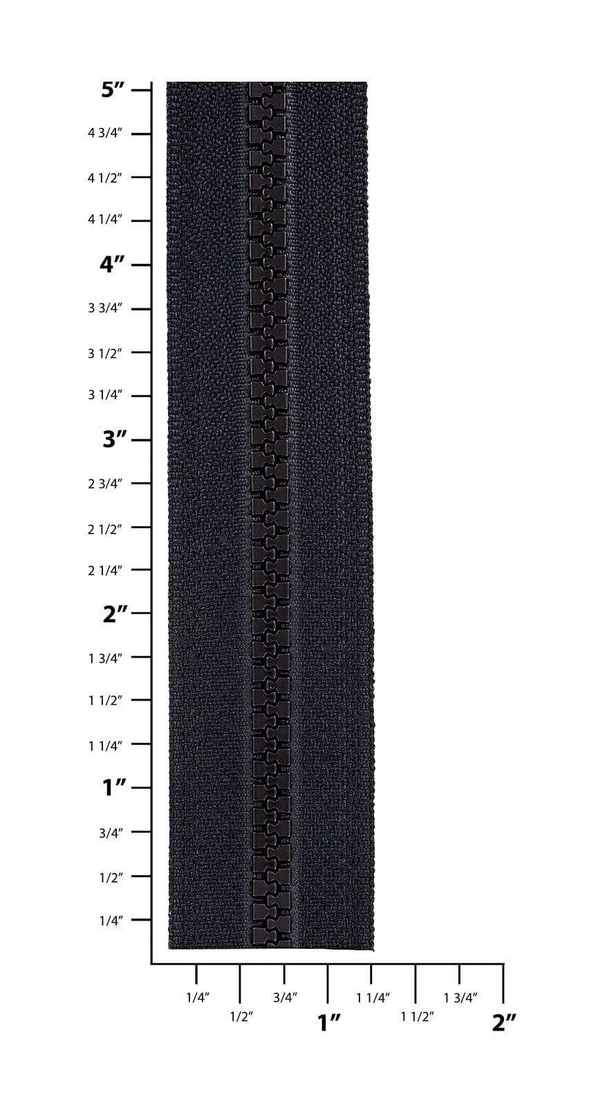 Ohio Travel Bag Zippers #5 Black with Black, YKK Zipper Chain, Vislon, #5V-BLK 5V-BLK