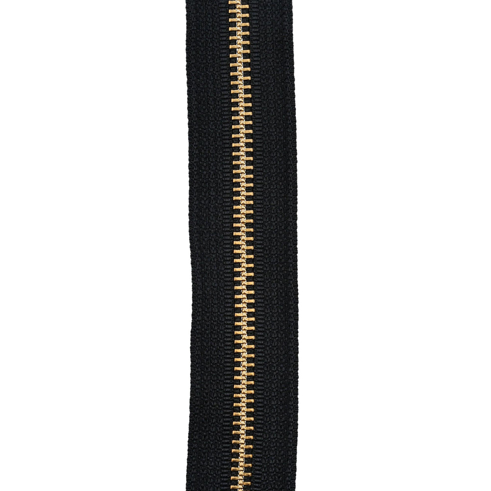 Ohio Travel Bag Zippers #5 Jean Zipper, 7" BLK w/ Brass Teeth, Solid Brass, #590-7-BLK 590-7-BLK