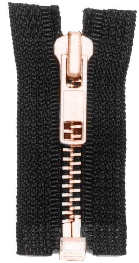 Ohio Travel Bag Zippers #6 Jacket Zipper 22in Black With Brass, #6JK-22-BLK 6JK-22-BLK