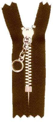 Ohio Travel Bag Zippers 7" Handbag Zipper, Brown w/ Brass Teeth, #451-7-BRO 451-7-BRO