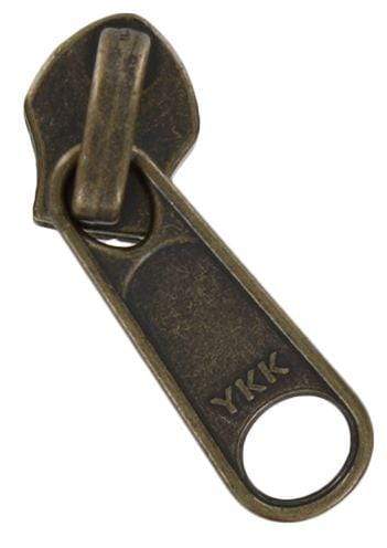 YKK Exposed Fancy Zipper Slider Replacement 5 Antique Brass Slider with  Bell Pull Style (3 Sliders/Pack)