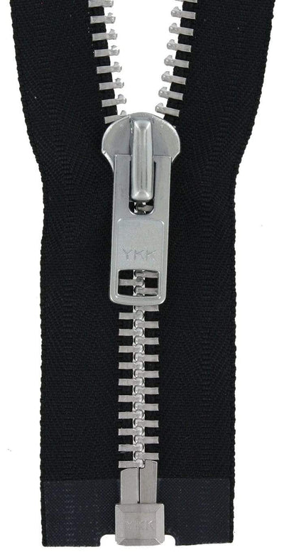 Ohio Travel Bag Zippers #9 Black With Aluminum, 20" Jacket Zipper, Metal Teeth, #9JK-20-BLK-N 9JK-20-BLK-N
