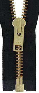 Ohio Travel Bag Zippers #9 Jacket Zipper 28in Black With Brass, #9JK-28-BLK-B 9JK-28-BLK-B